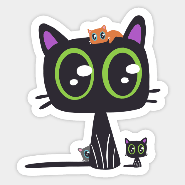 Cute Cats in Kawaii Style Sticker by JBeasleyDesigns